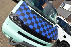 VW T5 Black & Blue Chequered Bonnet Bra - Vee Dub