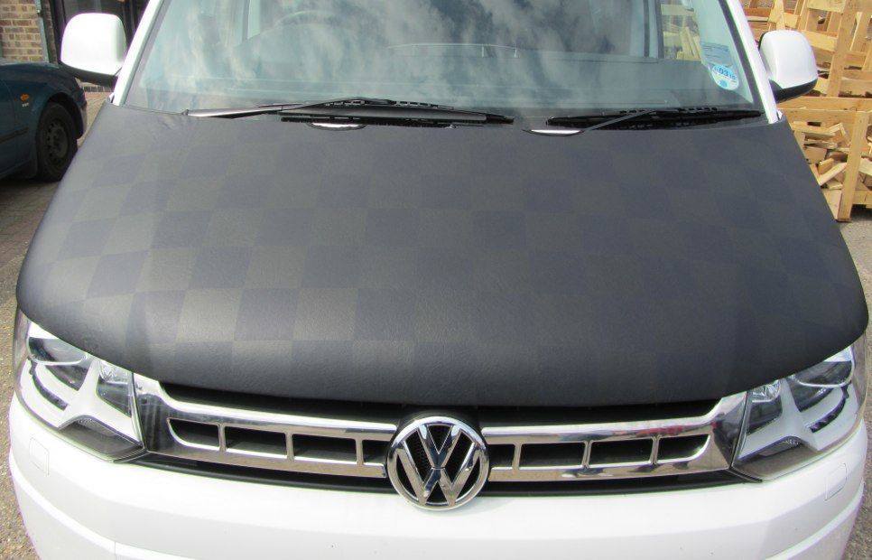 VW T6/T6.1 Black & Grey Chequered Bonnet Bra - Vee Dub Transporters