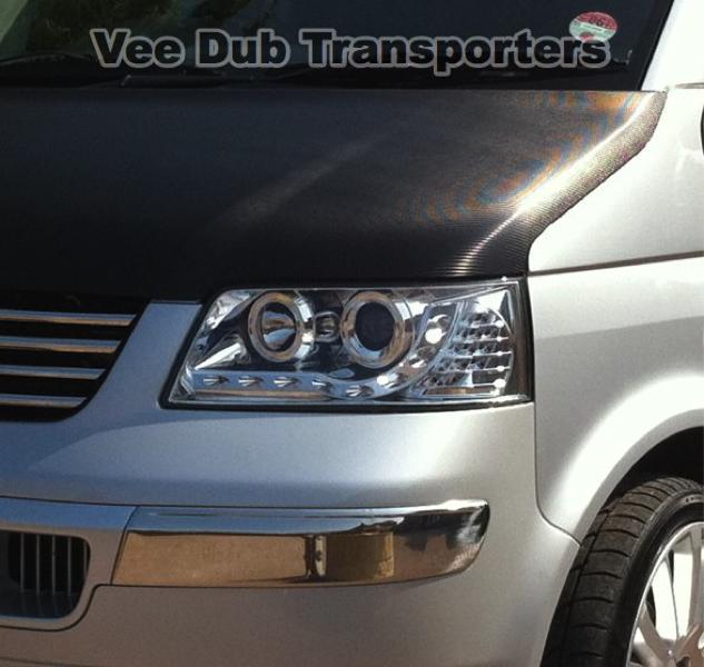 VW T5 Chrome LED DRL Headlamps W/ LED Indicator - Vee Dub