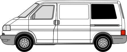 VW T4 N/S/Rear Quarter (SWB) Window in Privacy Tint (Nearside)